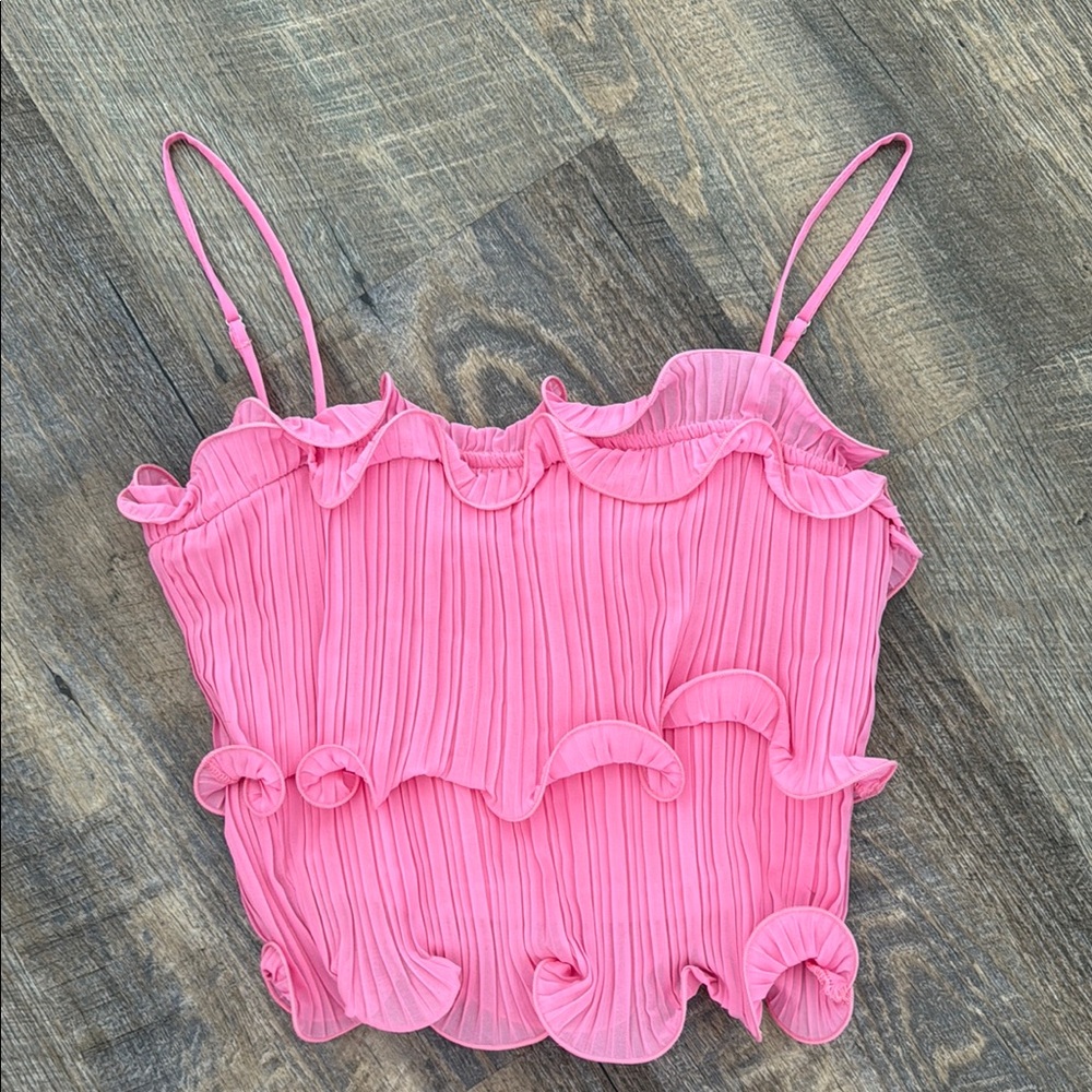 Lush Pink Ruffled Crop
